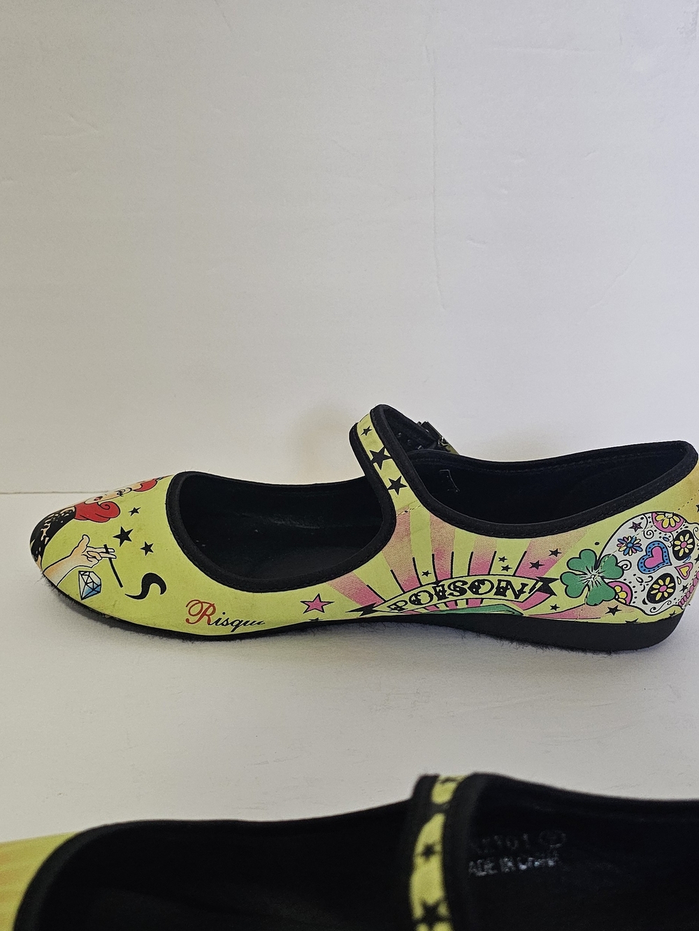Risque Yellow Floral Tattoo-Print Mary Jane Shoes - Picture 7 of 10